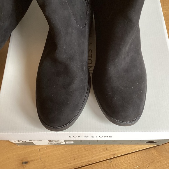 SUN+STONE Black Microsuede Allicce Regular Calf Over-The-Knee Boots 9.5 NWT NWB - Picture 11 of 15